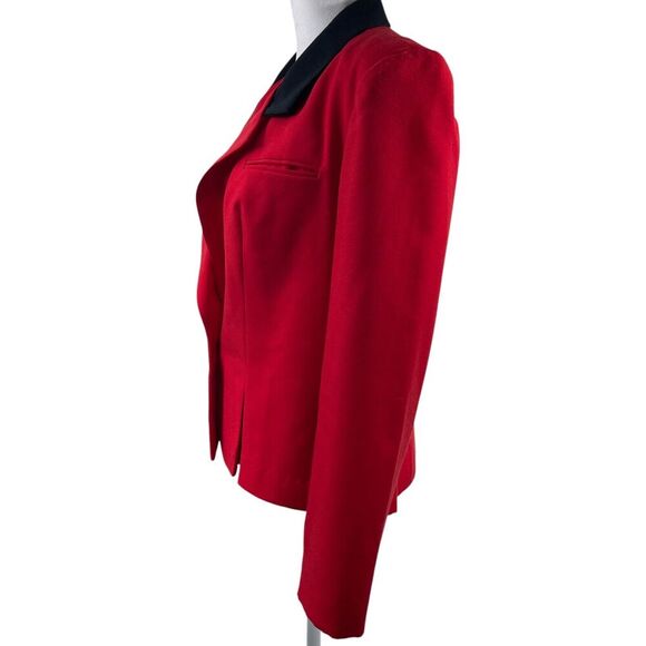 VTG 80s Joseph Feldman Red Blazer 12 M Lined One-Button Office Shoulder Pads USA - Picture 5 of 9